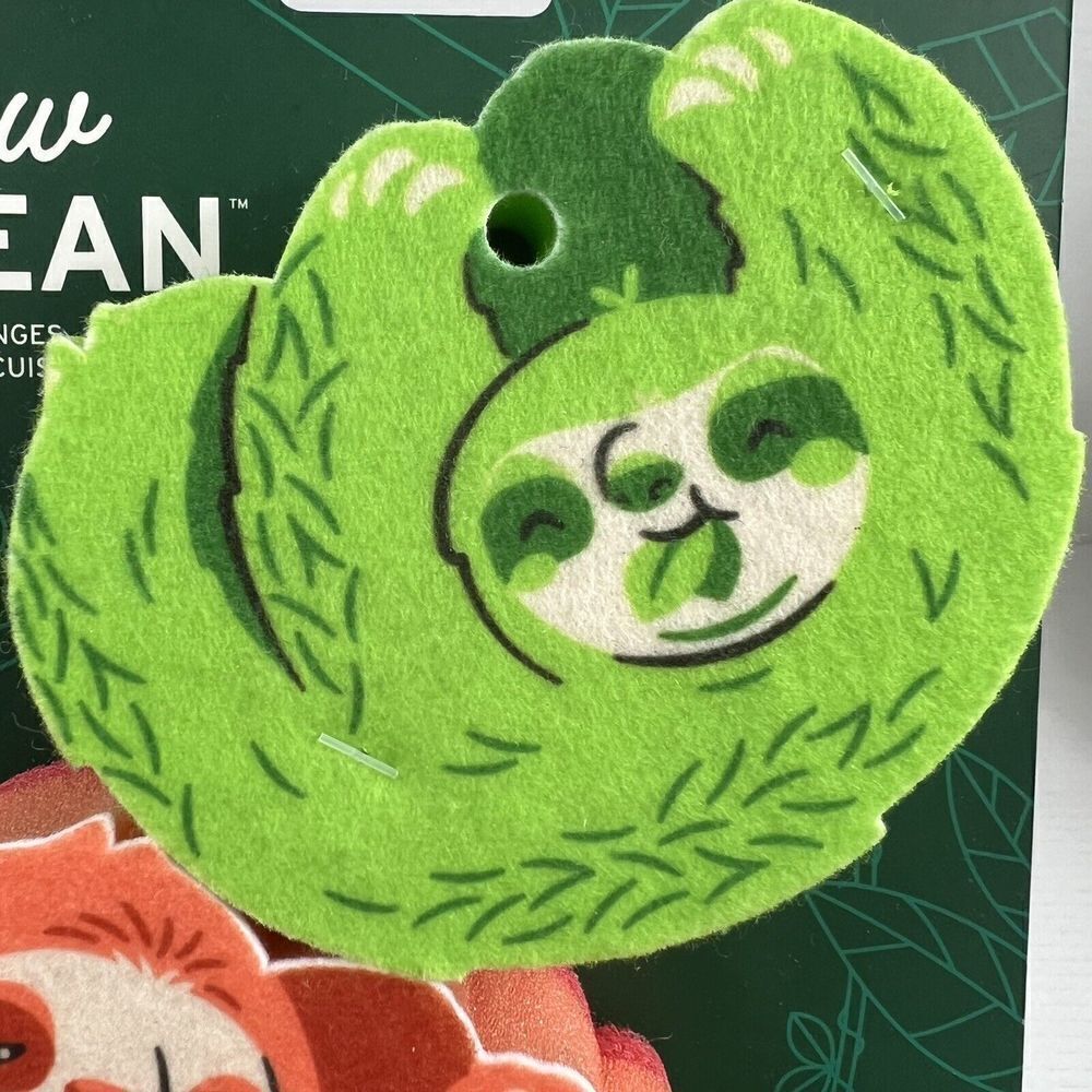 Kitchen Sponge Scrubbie Hanging Sloths 3 Pack With Holder - Picture 4 of 8